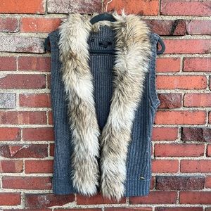 Guess Fur Collar Sweater Vest
